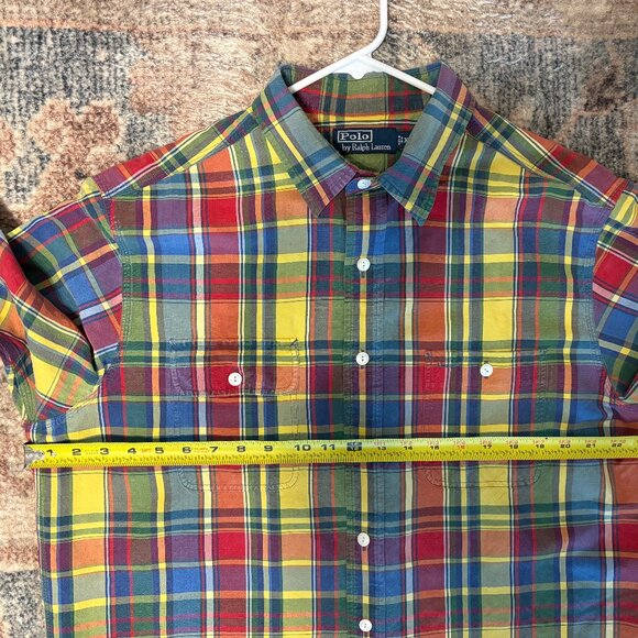 Ralph Lauren Polo Men's L/S 2-Pocket Linen-Silk Button-Down Shirt XL Plaid - Picture 6 of 9